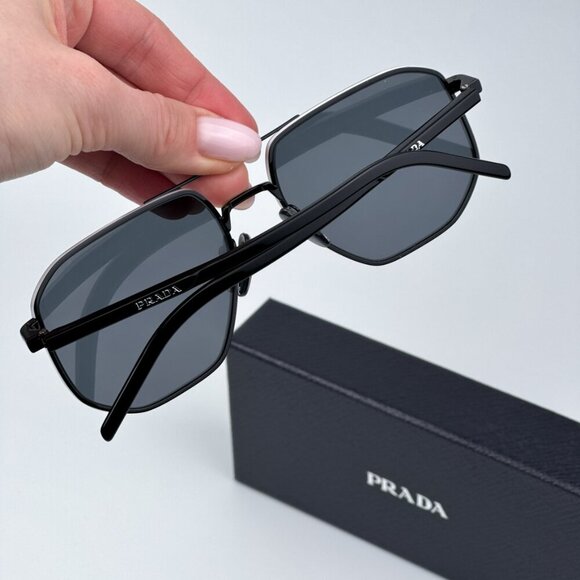Prada Women BRAND NEW Sunglasses Black Polarized Dark Grey Pilot PR59YS 1AB5Z1 main image 6